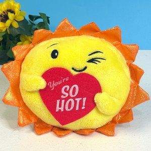 MTY Smile Face Winking‎ Sun w/ You're SO HOT Heart 6" Plush Stuffed Animal Toy